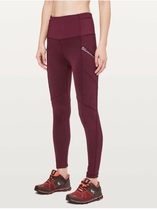 lululemon athletica Pants - lululemon athletica Garnet Red Toasty Tech Leggings women’s size 8 Like New